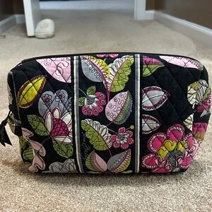 Vera Bradley Black and Pink Floral Cosmetic Bag